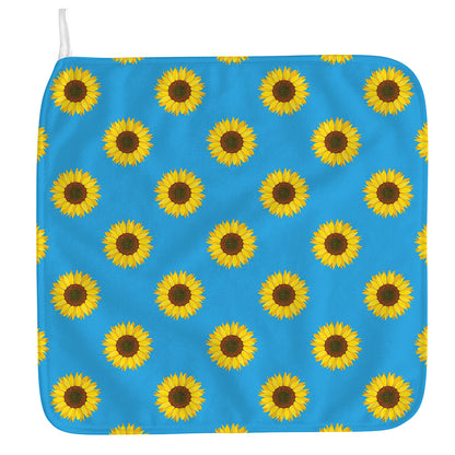 Blue Cute Sunflower Pattern Print Hand Towel