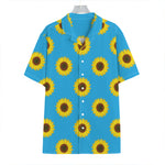 Blue Cute Sunflower Pattern Print Hawaiian Shirt