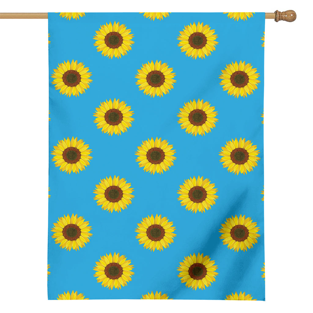 Blue Cute Sunflower Pattern Print House Flag