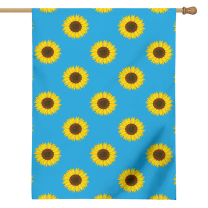 Blue Cute Sunflower Pattern Print House Flag