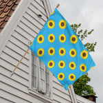 Blue Cute Sunflower Pattern Print House Flag