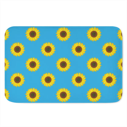 Blue Cute Sunflower Pattern Print Indoor Door Mat