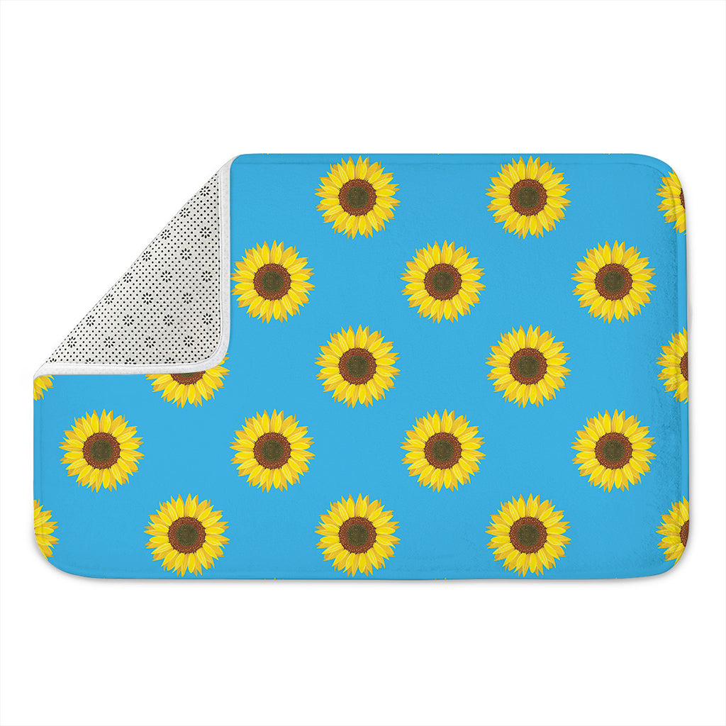 Blue Cute Sunflower Pattern Print Indoor Door Mat
