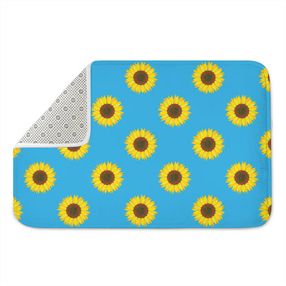 Blue Cute Sunflower Pattern Print Indoor Door Mat