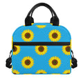 Blue Cute Sunflower Pattern Print Insulated Lunch Bag