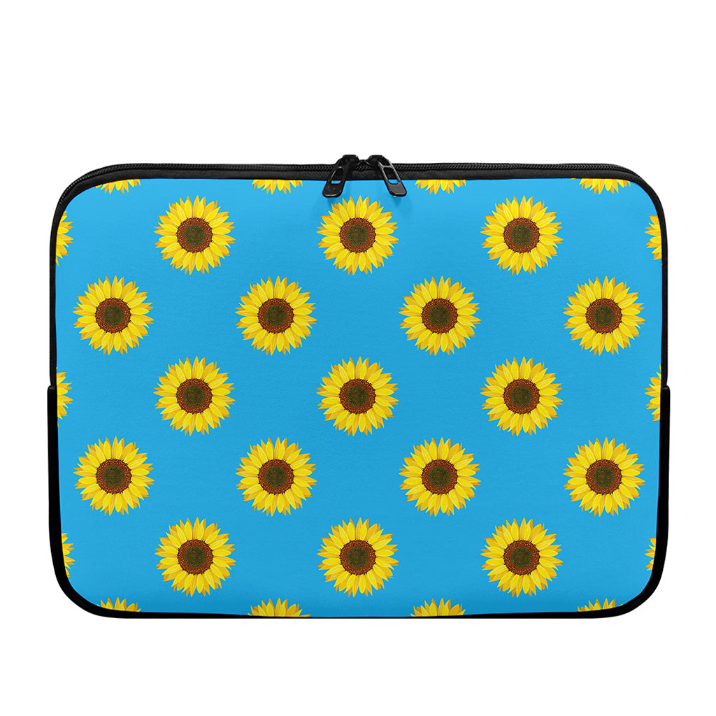 Blue Cute Sunflower Pattern Print Laptop Sleeve