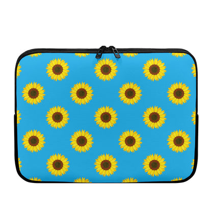 Blue Cute Sunflower Pattern Print Laptop Sleeve