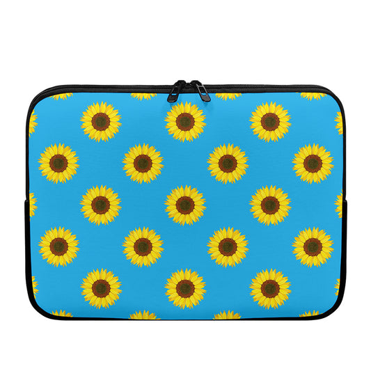 Blue Cute Sunflower Pattern Print Laptop Sleeve