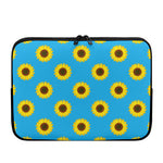 Blue Cute Sunflower Pattern Print Laptop Sleeve