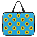 Blue Cute Sunflower Pattern Print Laptop Sleeve With Handle