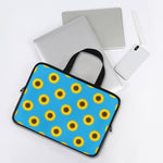 Blue Cute Sunflower Pattern Print Laptop Sleeve With Handle