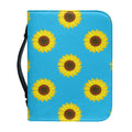 Blue Cute Sunflower Pattern Print Leather Bible Cover