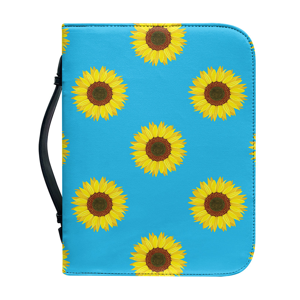 Blue Cute Sunflower Pattern Print Leather Bible Cover