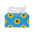 Blue Cute Sunflower Pattern Print Leather Tissue Box Cover