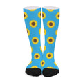 Blue Cute Sunflower Pattern Print Long Socks