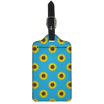 Blue Cute Sunflower Pattern Print Luggage Tag