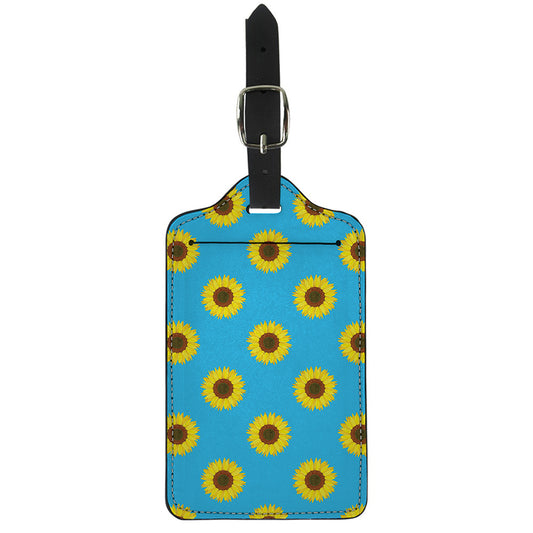 Blue Cute Sunflower Pattern Print Luggage Tag