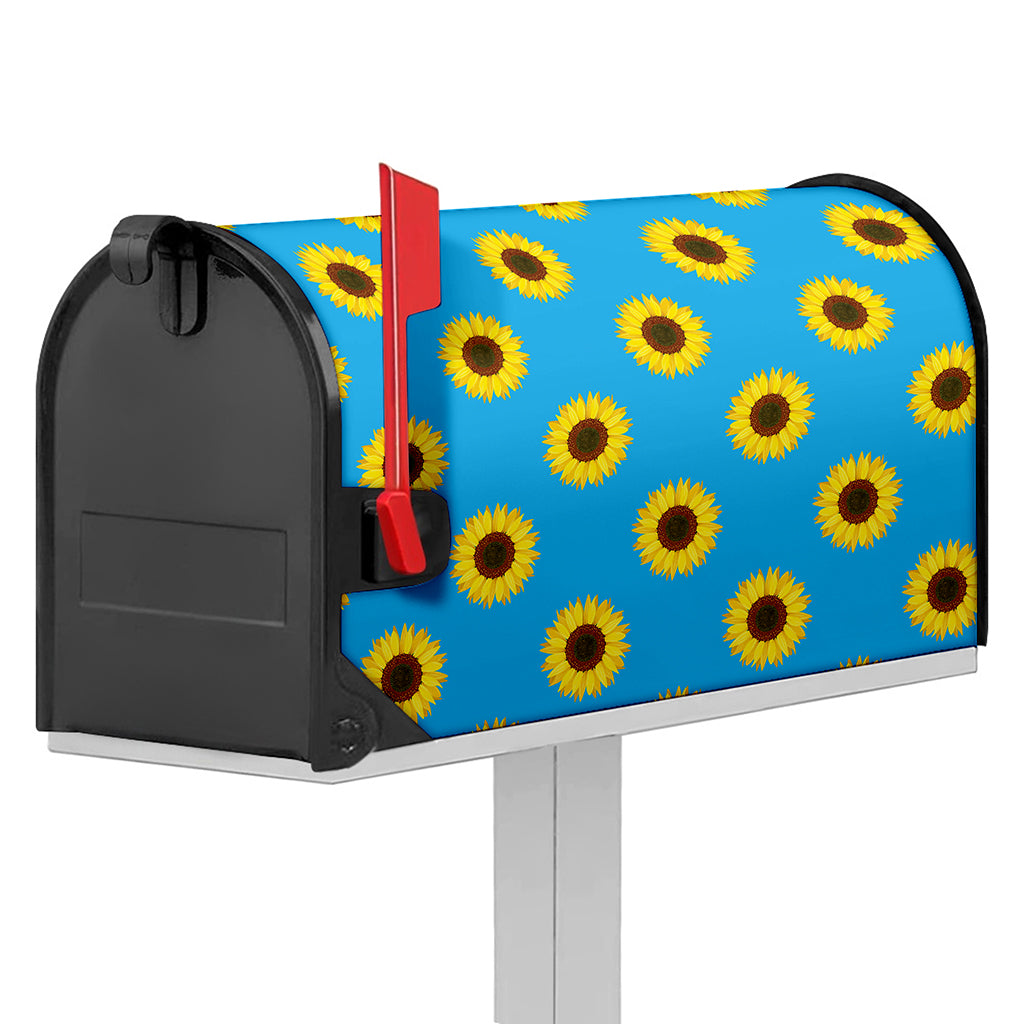 Blue Cute Sunflower Pattern Print Mailbox Cover