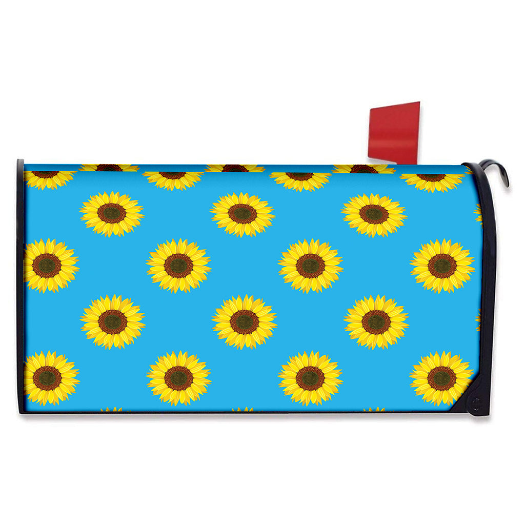 Blue Cute Sunflower Pattern Print Mailbox Cover