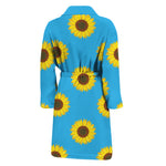 Blue Cute Sunflower Pattern Print Men's Bathrobe