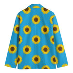 Blue Cute Sunflower Pattern Print Men's Blazer