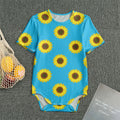 Blue Cute Sunflower Pattern Print Men's Bodysuit