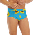 Blue Cute Sunflower Pattern Print Men's Briefs