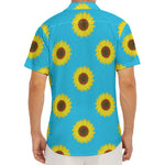 Blue Cute Sunflower Pattern Print Men's Deep V-Neck Shirt