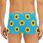 Blue Cute Sunflower Pattern Print Men's Short Boxer Briefs