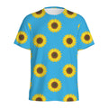 Blue Cute Sunflower Pattern Print Men's Athletic T-Shirt