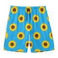 Blue Cute Sunflower Pattern Print Men's Swim Trunks