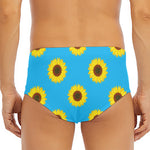 Blue Cute Sunflower Pattern Print Men's Triangle Swim Briefs