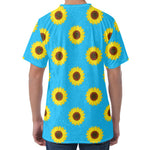 Blue Cute Sunflower Pattern Print Men's Velvet T-Shirt