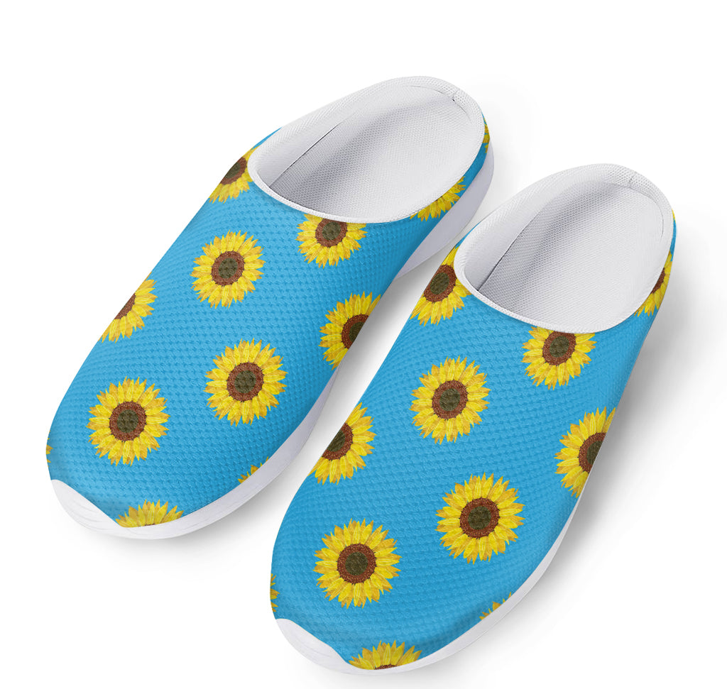 Blue Cute Sunflower Pattern Print Mesh Casual Shoes