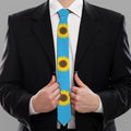 Blue Cute Sunflower Pattern Print Necktie