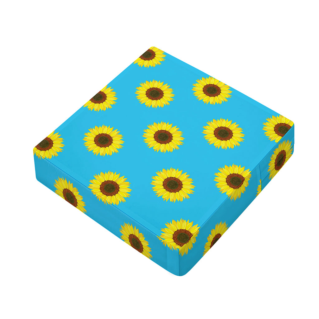 Blue Cute Sunflower Pattern Print Outdoor Seat Cushion Cover