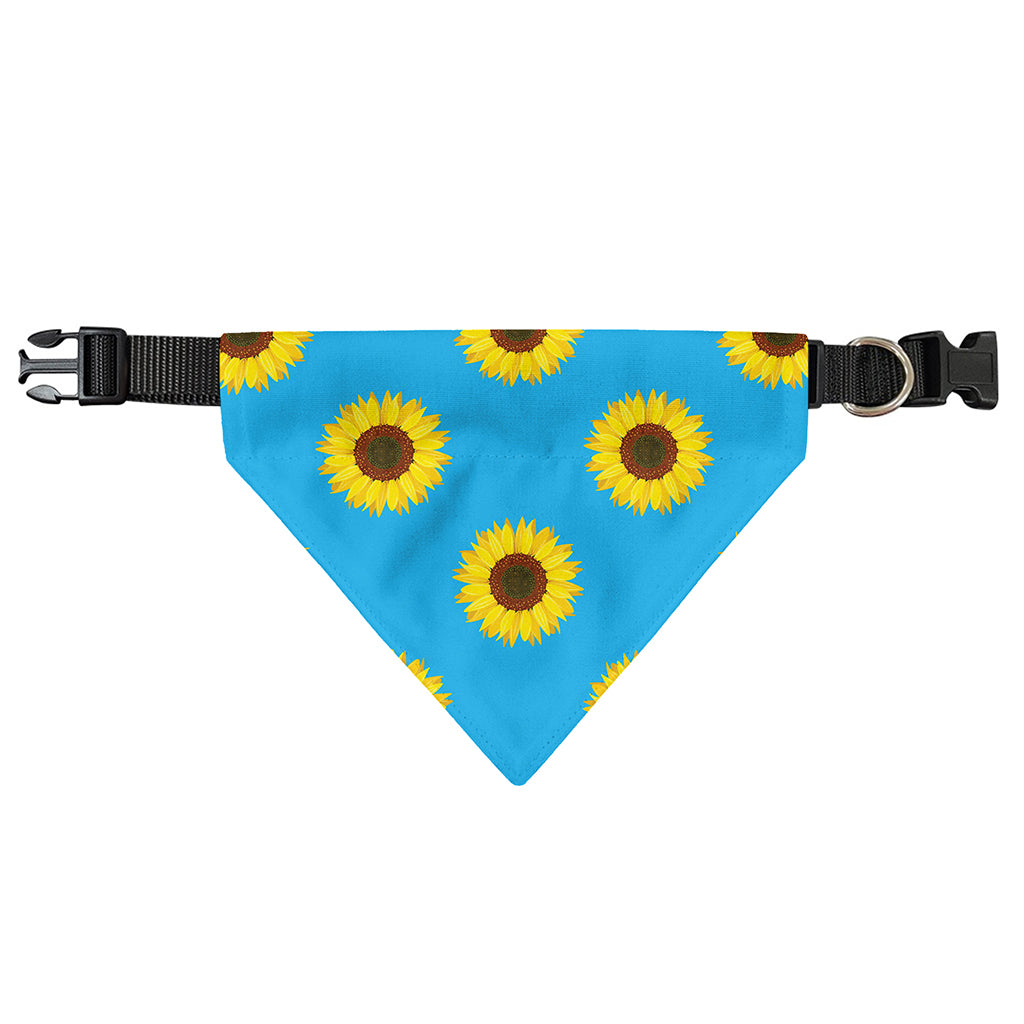 Blue Cute Sunflower Pattern Print Over The Collar Dog Bandana