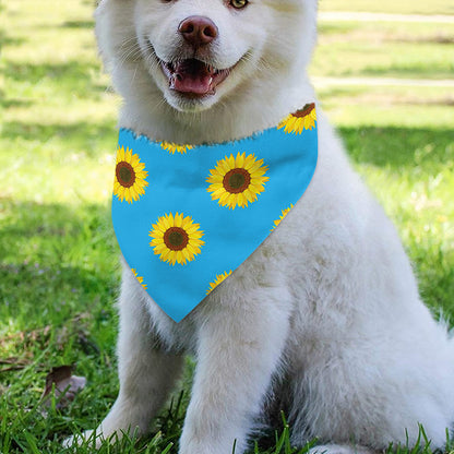 Blue Cute Sunflower Pattern Print Over The Collar Dog Bandana
