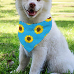 Blue Cute Sunflower Pattern Print Over The Collar Dog Bandana