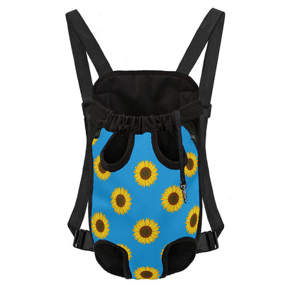 Blue Cute Sunflower Pattern Print Pet Carrier Backpack