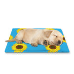 Blue Cute Sunflower Pattern Print Pet Cooling Mat Cover