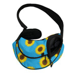 Blue Cute Sunflower Pattern Print Pet Sling Carrier