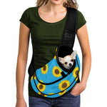 Blue Cute Sunflower Pattern Print Pet Sling Carrier