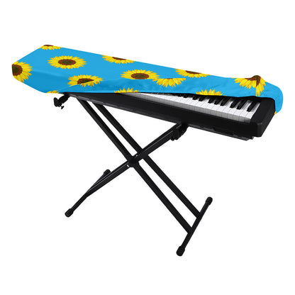 Blue Cute Sunflower Pattern Print Piano Keyboard Cover
