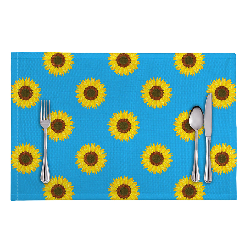 Blue Cute Sunflower Pattern Print Placemat