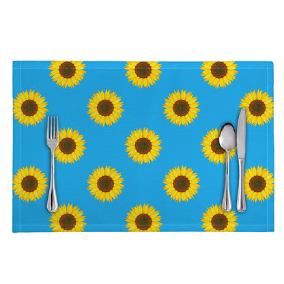 Blue Cute Sunflower Pattern Print Placemat