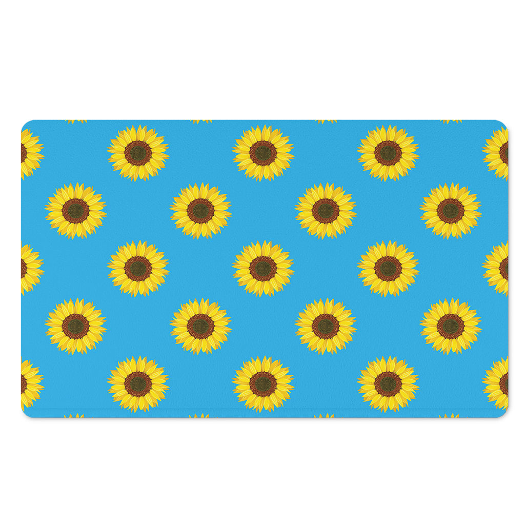 Blue Cute Sunflower Pattern Print Polyester Doormat
