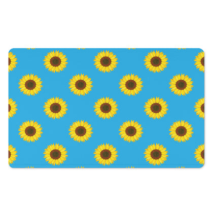 Blue Cute Sunflower Pattern Print Polyester Doormat