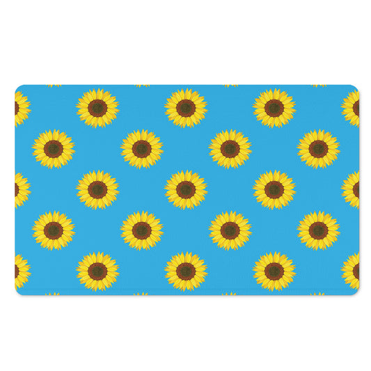 Blue Cute Sunflower Pattern Print Polyester Doormat
