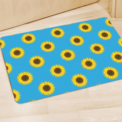 Blue Cute Sunflower Pattern Print Polyester Doormat
